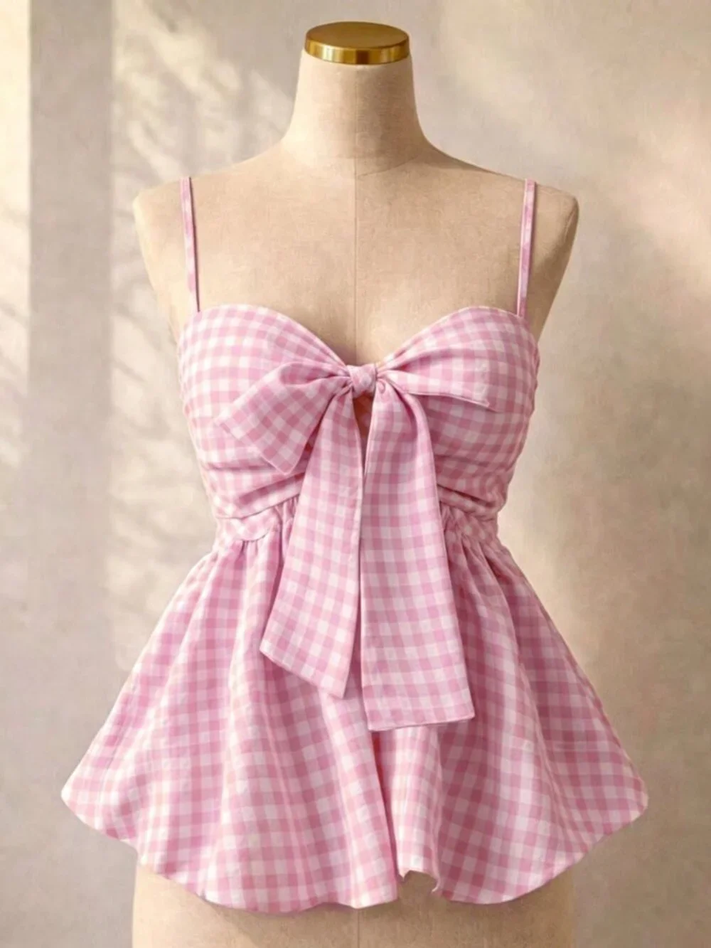 Pink Cute Plaid Women's Camisole top